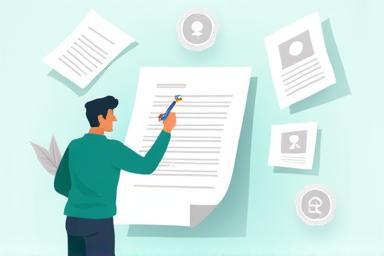 Illustration of a professional reviewing application documents.